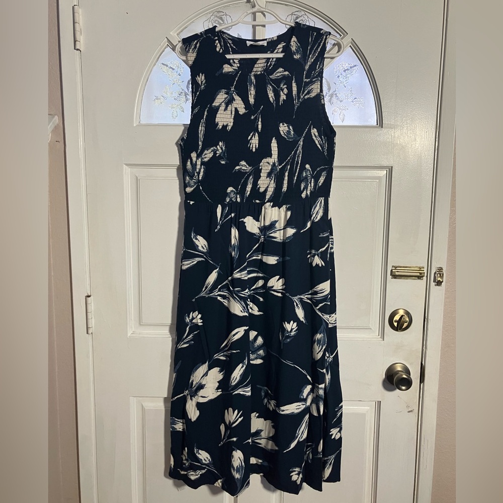 Calvin Klein Blue Maxi Dress with White Floral Print